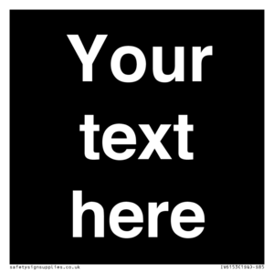 Custom blank information sign. Plain text, black background